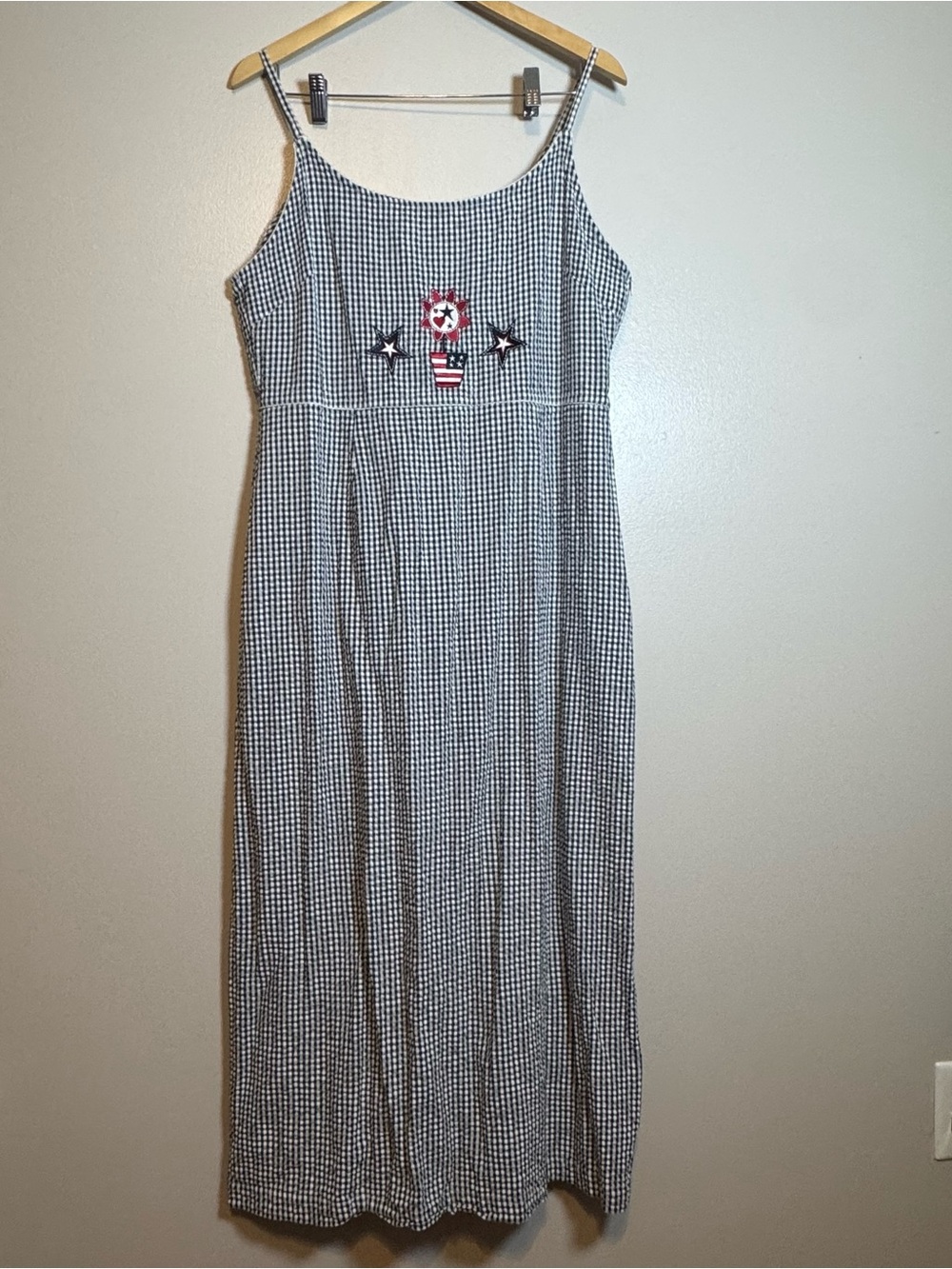 Vintage 90s Christopher And Banks Gingham Maxi Dress 10 Cotton 4th Of July